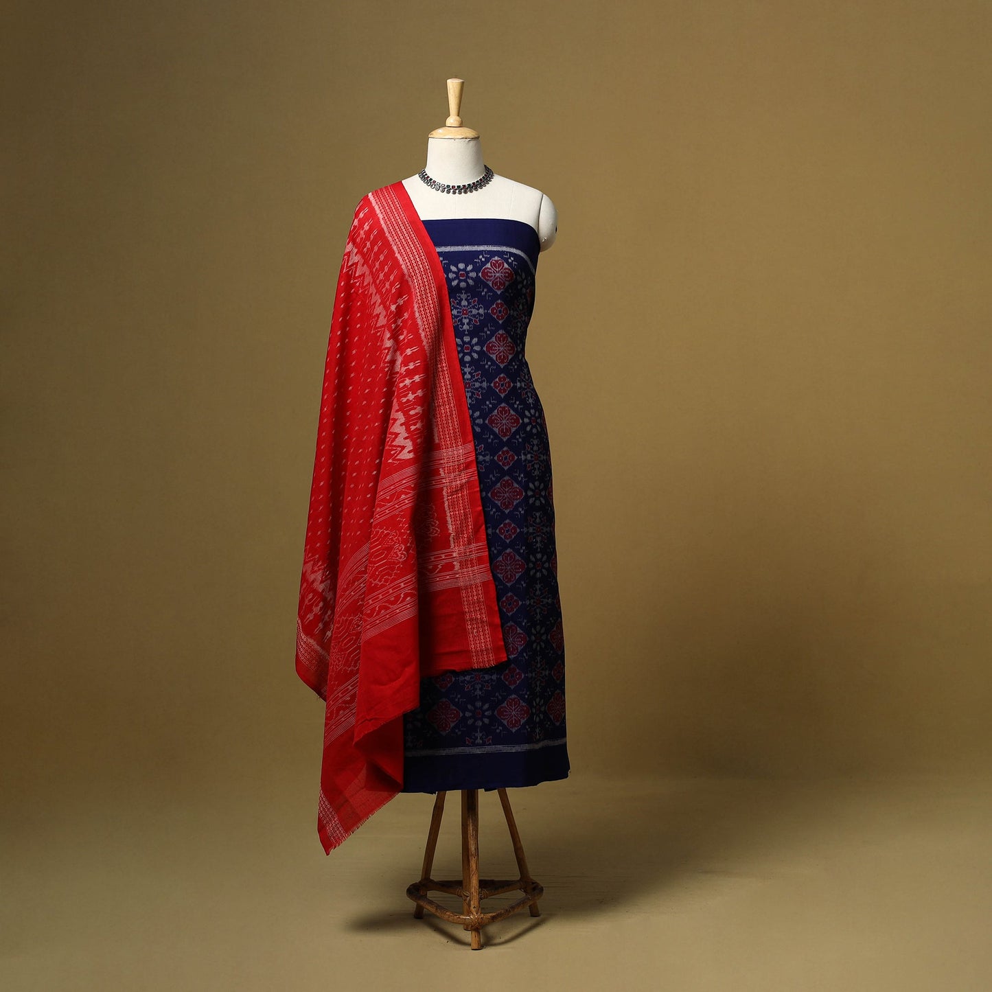 Handloom sambalpuri ikat cotton 3pc unstitched dress