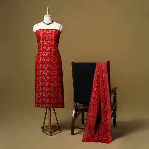 Handloom sambalpuri ikat cotton 3pc unstitched dress