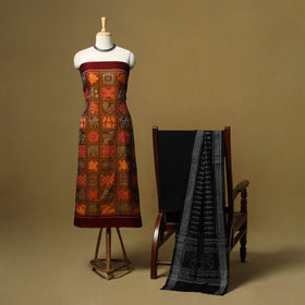 Handloom sambalpuri ikat cotton 3pc unstitched dress