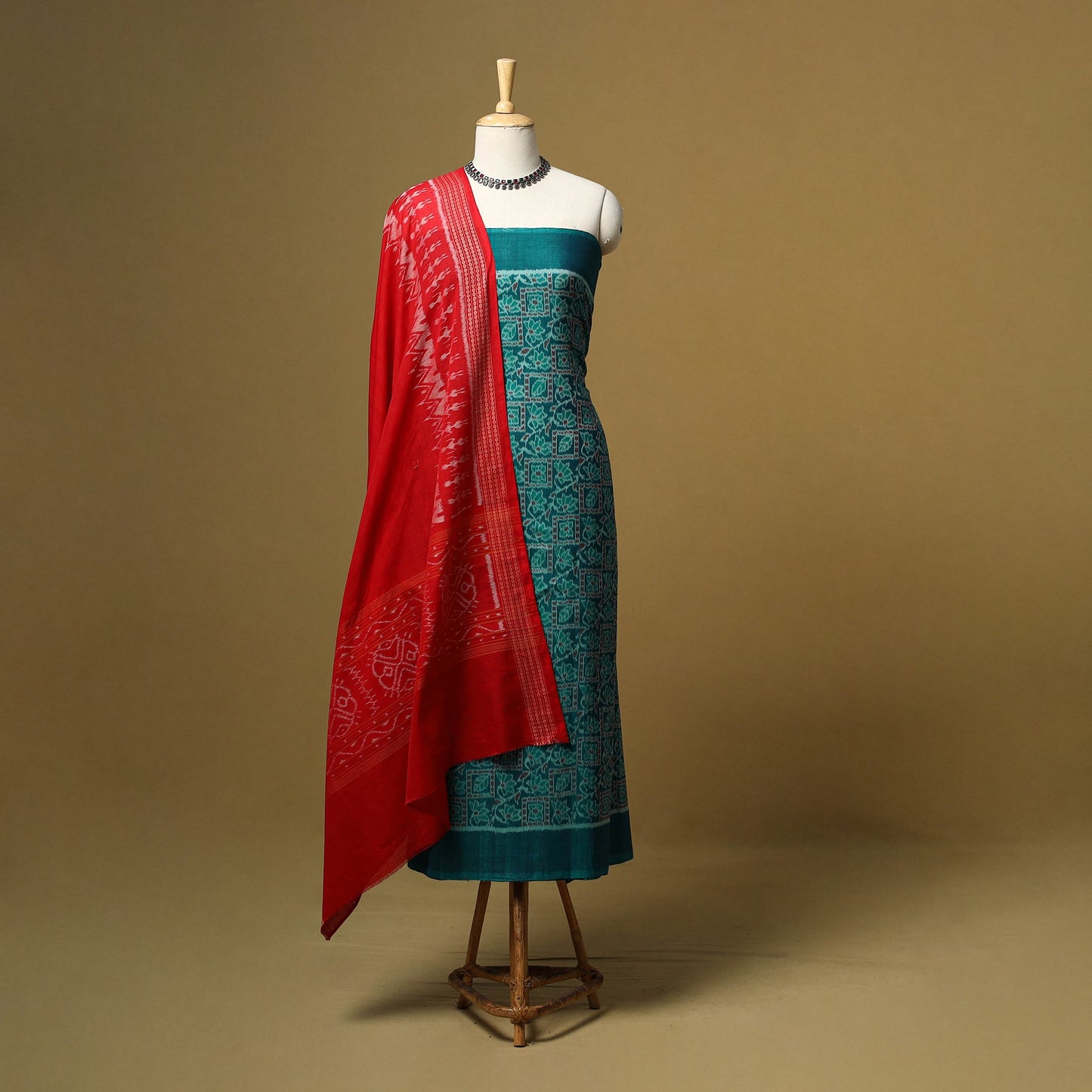 Handloom sambalpuri ikat cotton 3pc unstitched dress