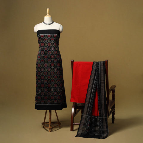 Handloom sambalpuri ikat cotton 3pc unstitched dress