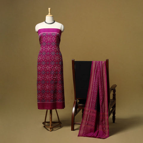 Handloom sambalpuri ikat cotton 3pc unstitched dress