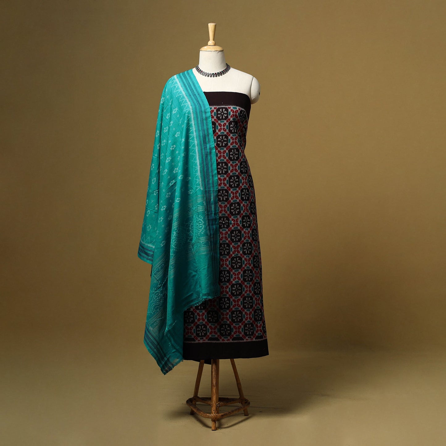 Handloom sambalpuri ikat cotton 3pc unstitched dress