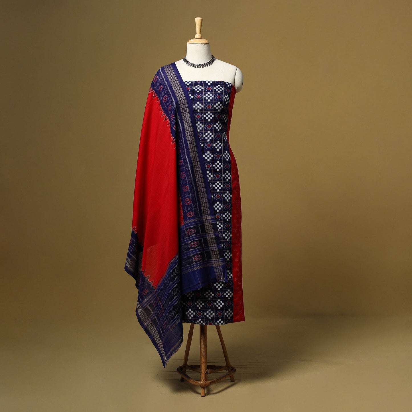 Handloom sambalpuri ikat cotton 3pc unstitched dress