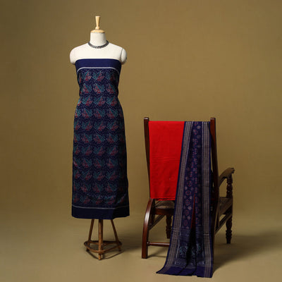 Handloom sambalpuri ikat cotton 3pc unstitched dress