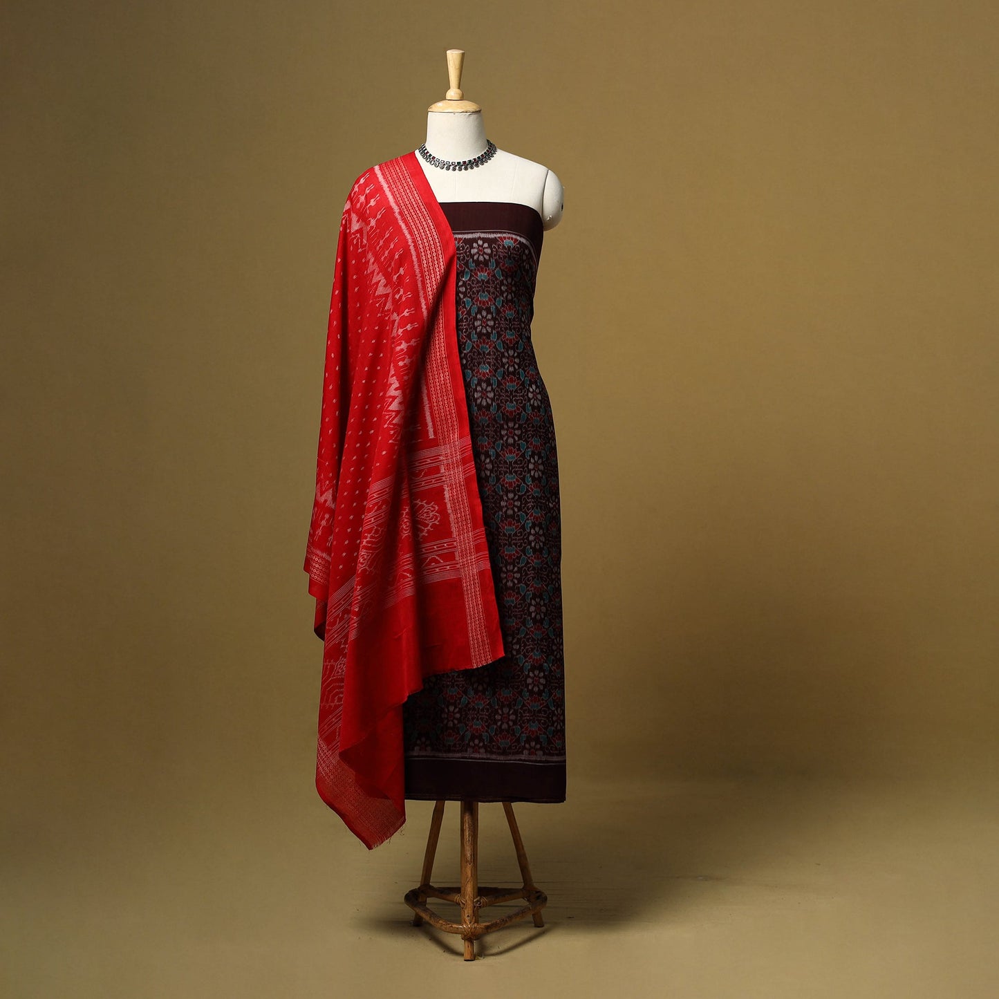 Handloom sambalpuri ikat cotton 3pc unstitched dress