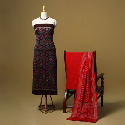 Handloom sambalpuri ikat cotton 3pc unstitched dress