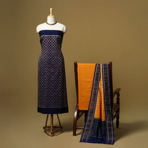 Handloom sambalpuri ikat cotton 3pc unstitched dress