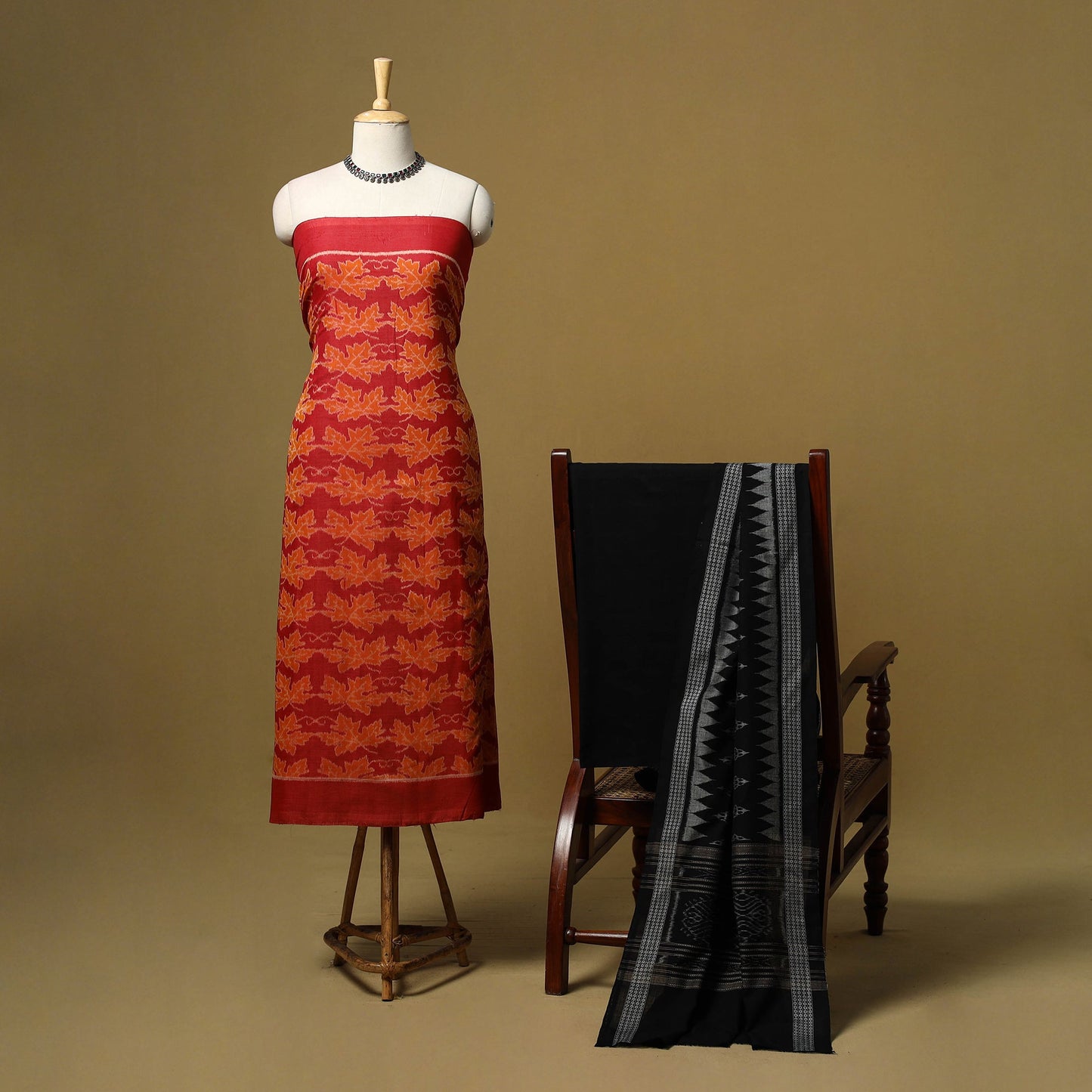 Handloom sambalpuri ikat cotton 3pc unstitched dress