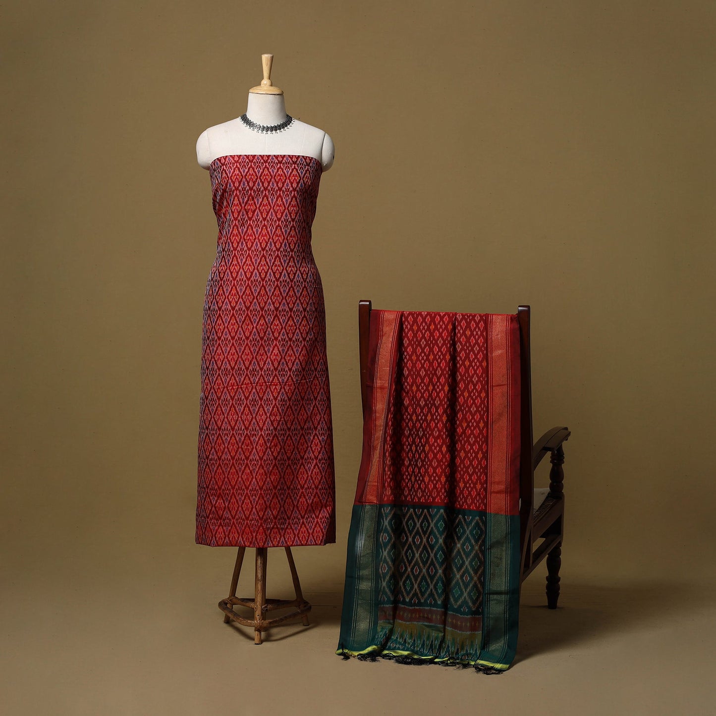 Handloom sico pochampally ikat 2pc unstitched dress