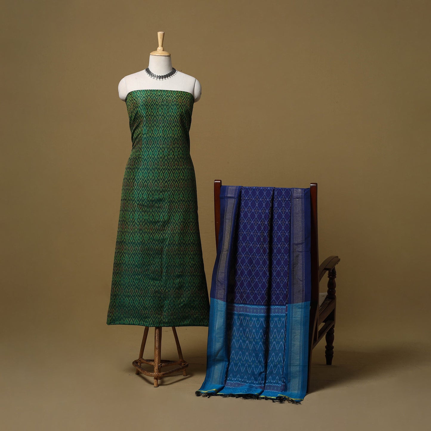 Handloom sico pochampally ikat 2pc unstitched dress