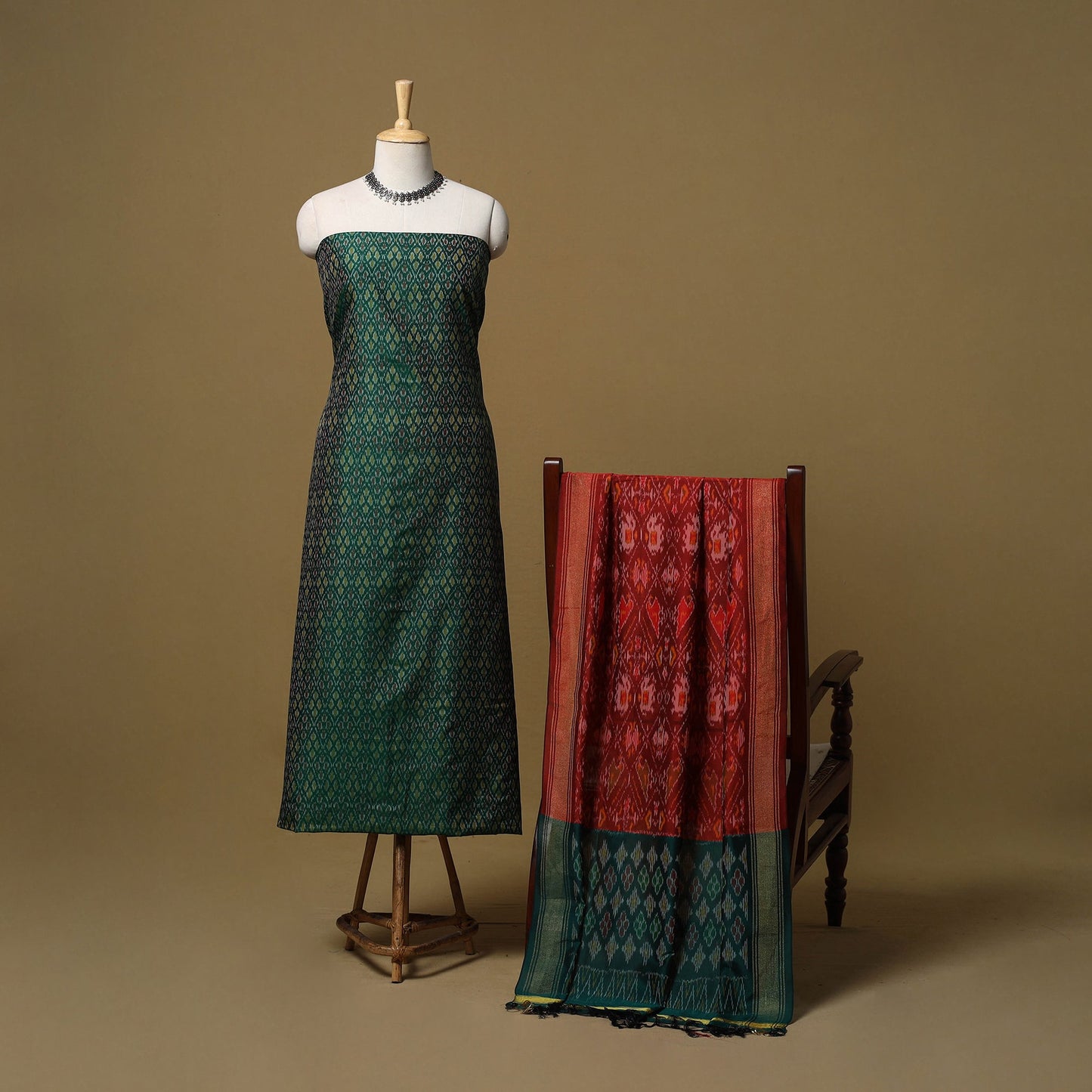 Handloom sico pochampally ikat 2pc unstitched dress