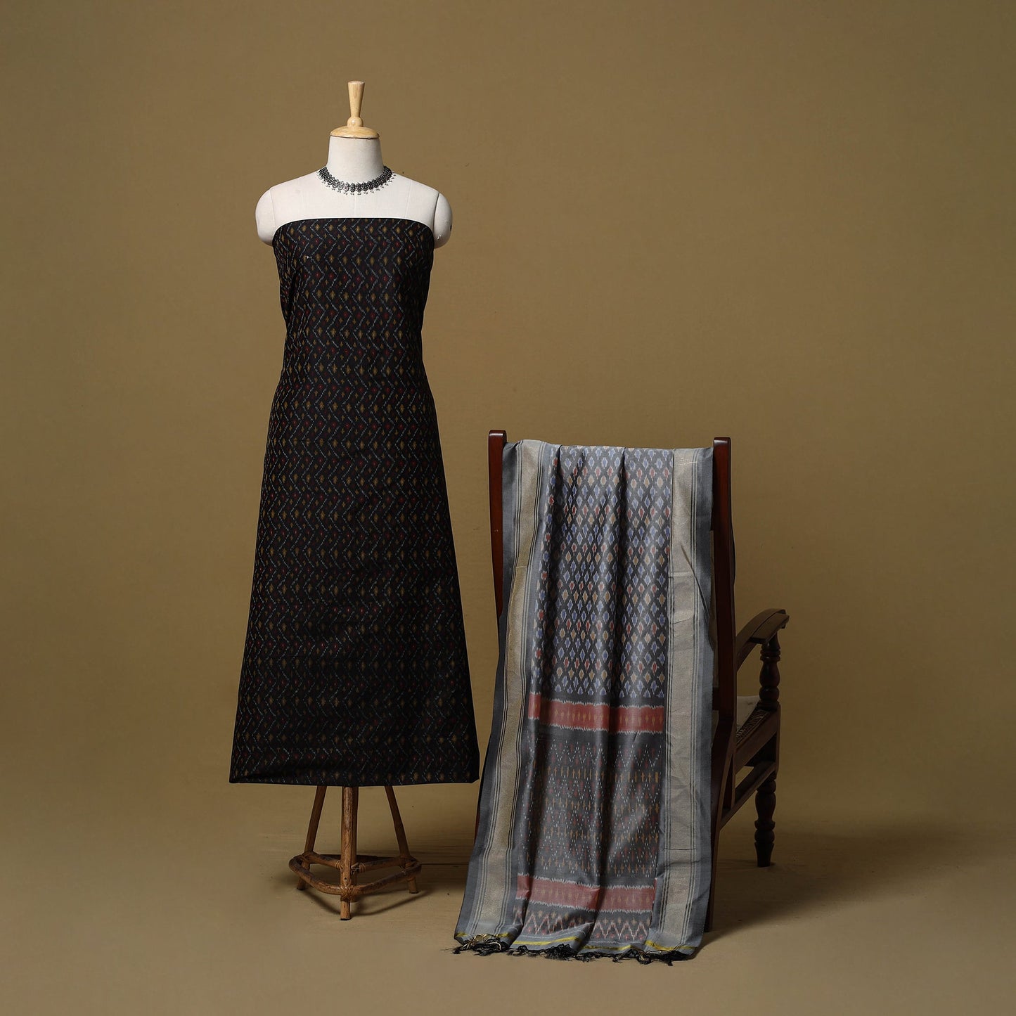 Handloom sico pochampally ikat 2pc unstitched dress