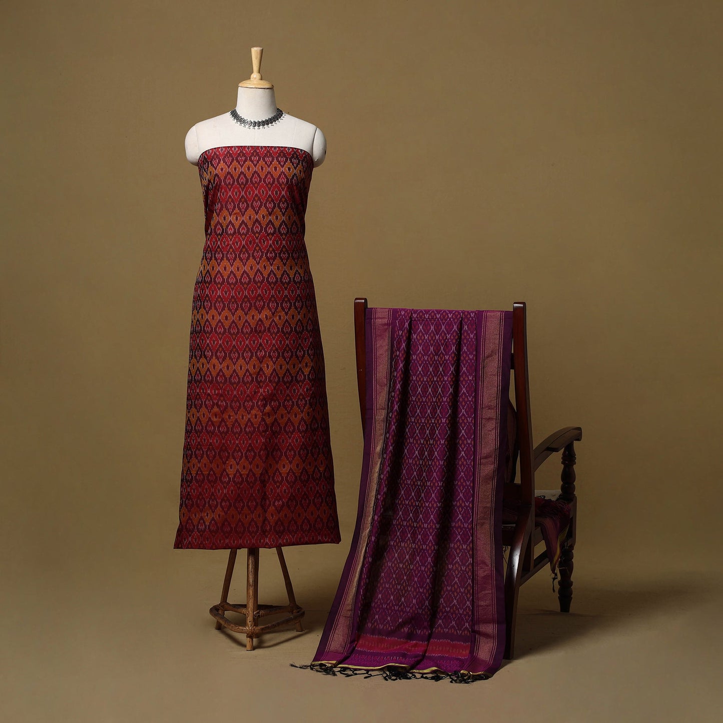 Handloom sico pochampally ikat 2pc unstitched dress