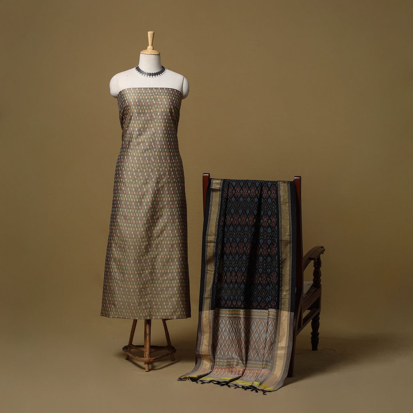 Handloom sico pochampally ikat 2pc unstitched dress