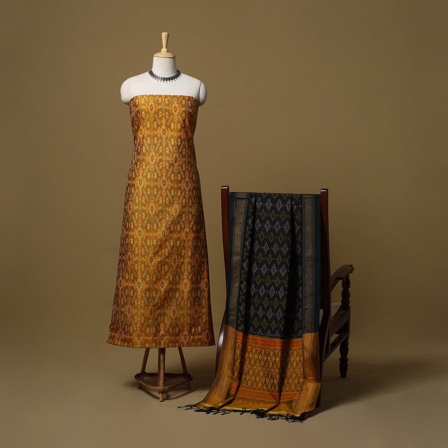Handloom sico pochampally ikat 2pc unstitched dress