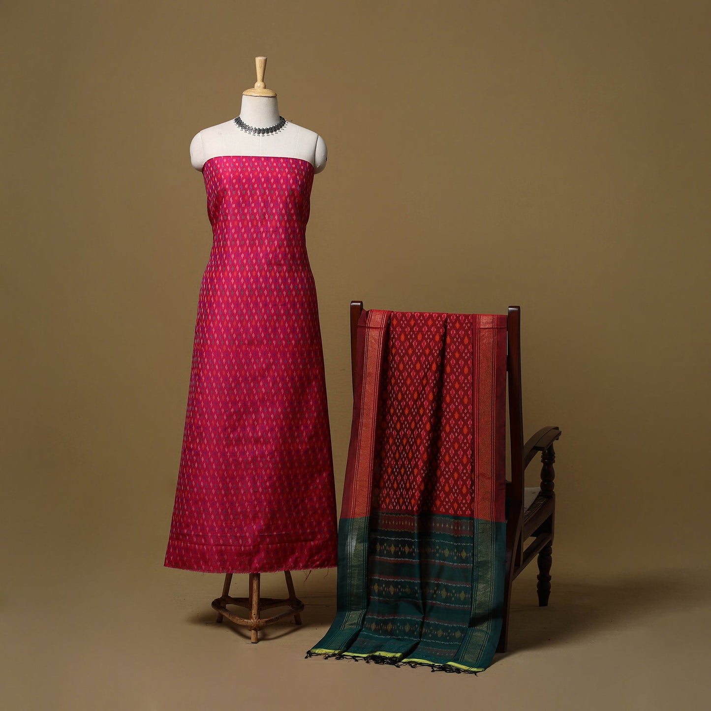 Handloom sico pochampally ikat 2pc unstitched dress