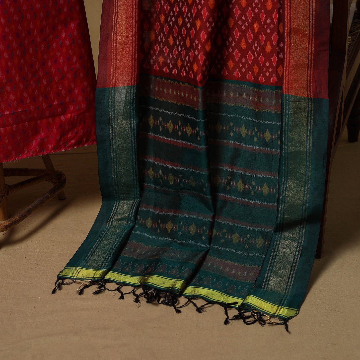 Handloom sico pochampally ikat 2pc unstitched dress