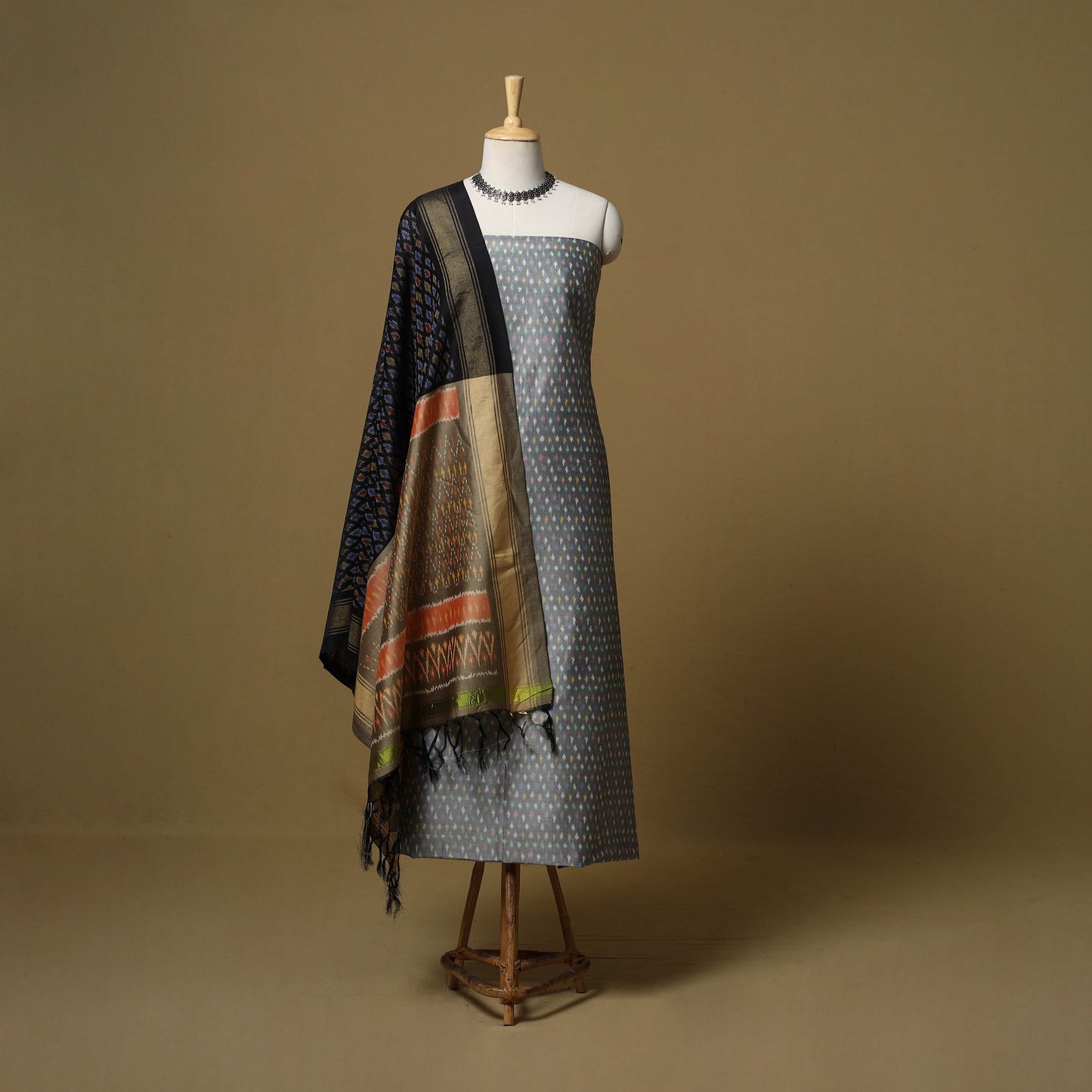 Handloom sico pochampally ikat 2pc unstitched dress