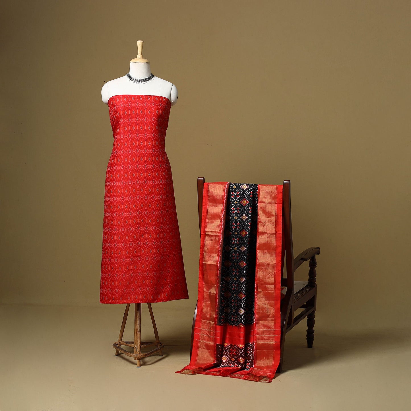 Handloom sico pochampally ikat 2pc unstitched dress