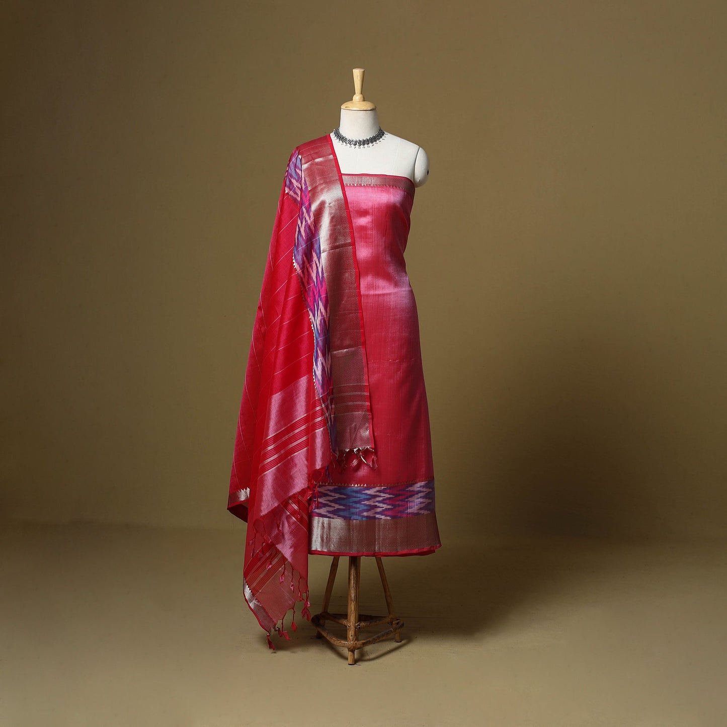 Handloom silk cotton mangalagiri 3pc unstitched dress