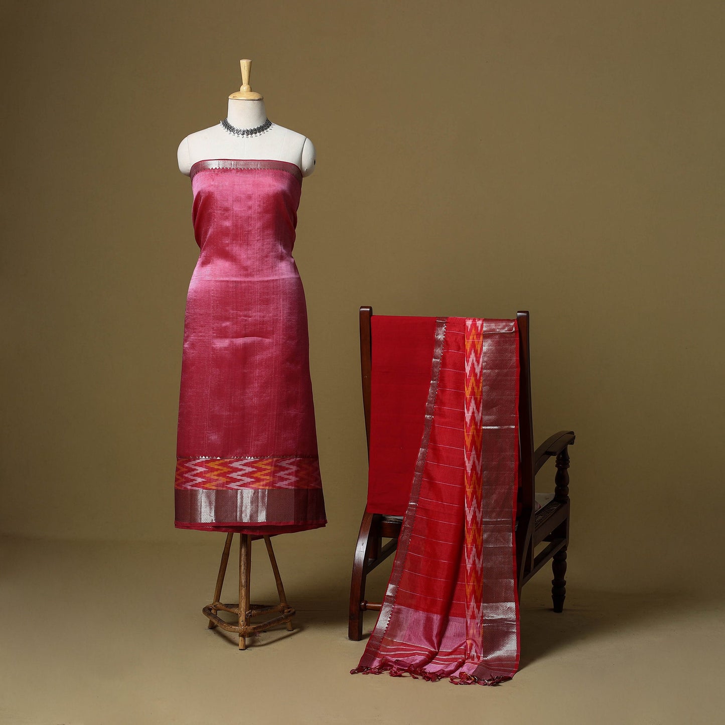 Handloom silk cotton mangalagiri 3pc unstitched dress