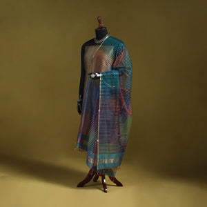 Handloom silk cotton missing weave stripes maheshwari