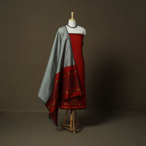 Handloom silk cotton pochampally ikat 3pc unstitched dress