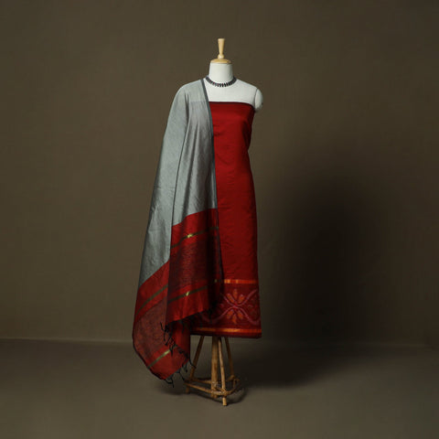 Handloom silk cotton pochampally ikat 3pc unstitched dress