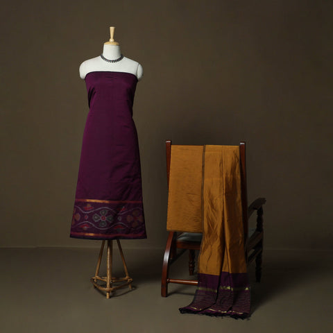 Handloom silk cotton pochampally ikat 3pc unstitched dress