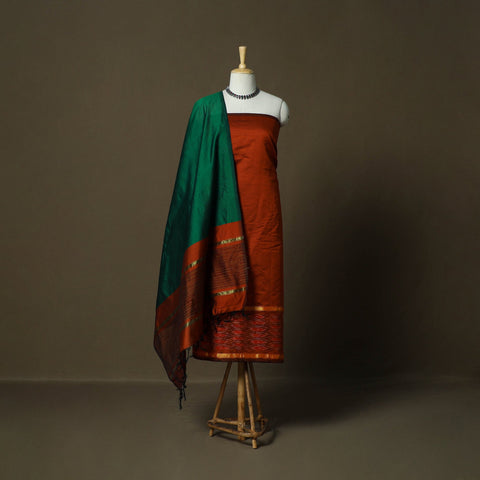 Handloom silk cotton pochampally ikat 3pc unstitched dress