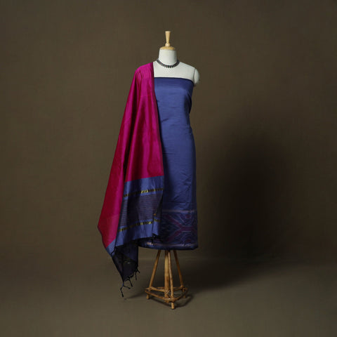 Handloom silk cotton pochampally ikat 3pc unstitched dress