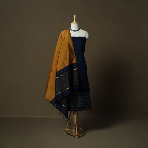 Handloom silk cotton pochampally ikat 3pc unstitched dress