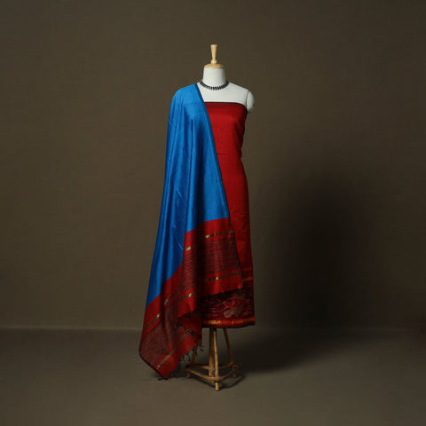 Handloom silk cotton pochampally ikat 3pc unstitched dress