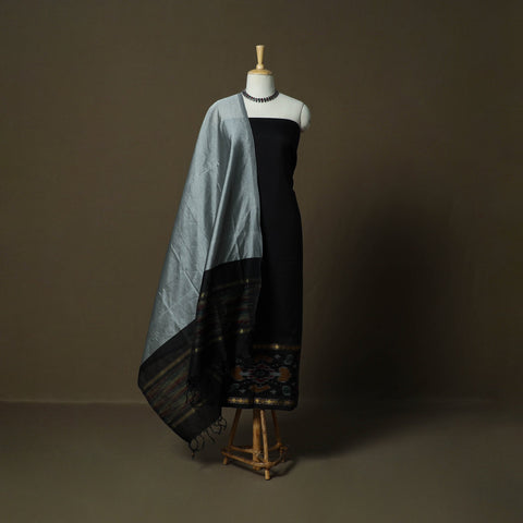 Handloom silk cotton pochampally ikat 3pc unstitched dress