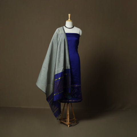 Handloom silk cotton pochampally ikat 3pc unstitched dress