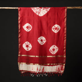 Handloom spun silk tie & dye shibori stole 23 - handcrafted