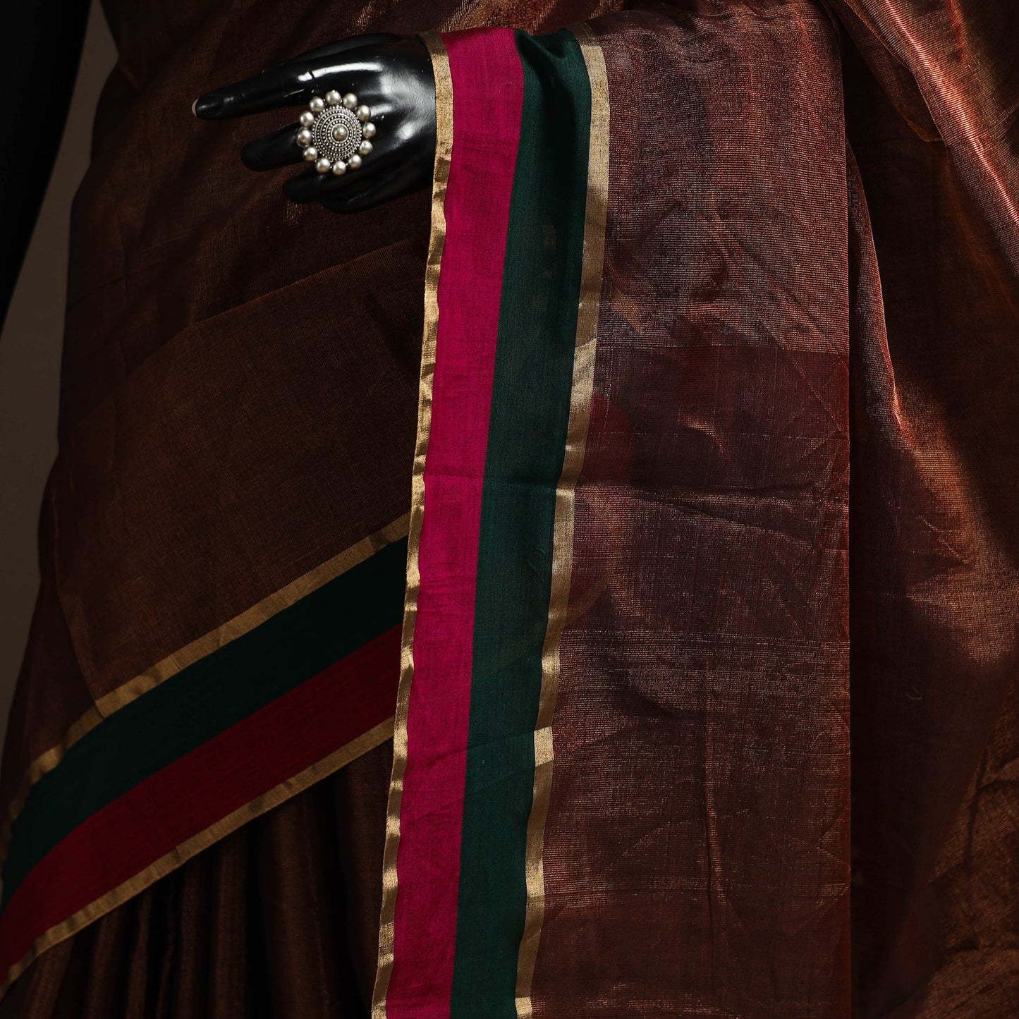 Handloom tissue zari chanderi silk saree 11 - handcrafted