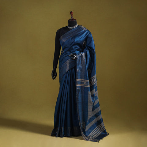 Handloom tussar silk zari border bhagalpuri saree 09