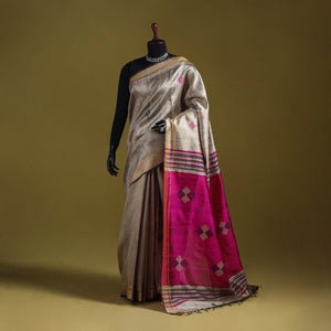 Handloom tussar silk zari border bhagalpuri saree 14