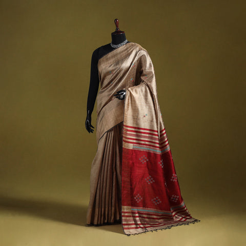 Handloom tussar silk zari border bhagalpuri saree 17