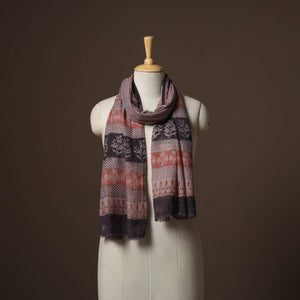 Maroon - handloom woolen natural dyed bagru stole 04