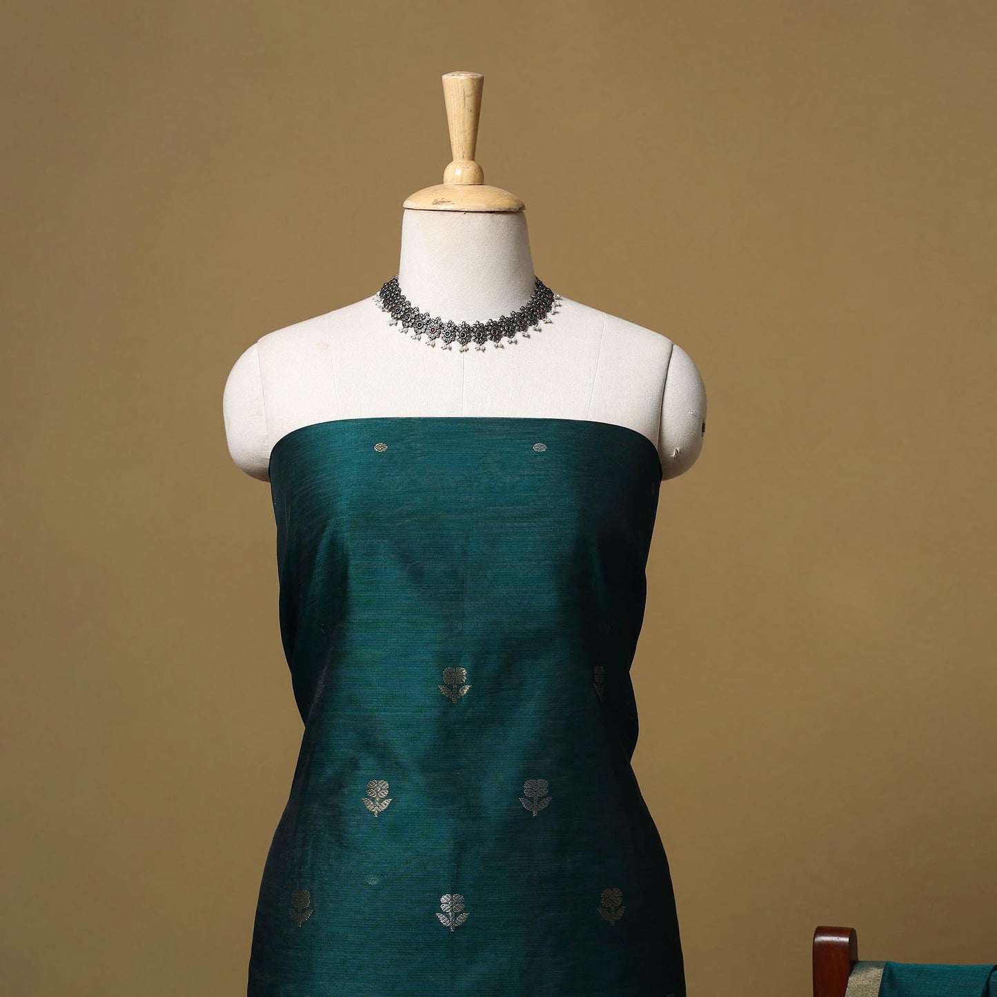 Handloom zari buti chanderi silk 2pc unstitched dress