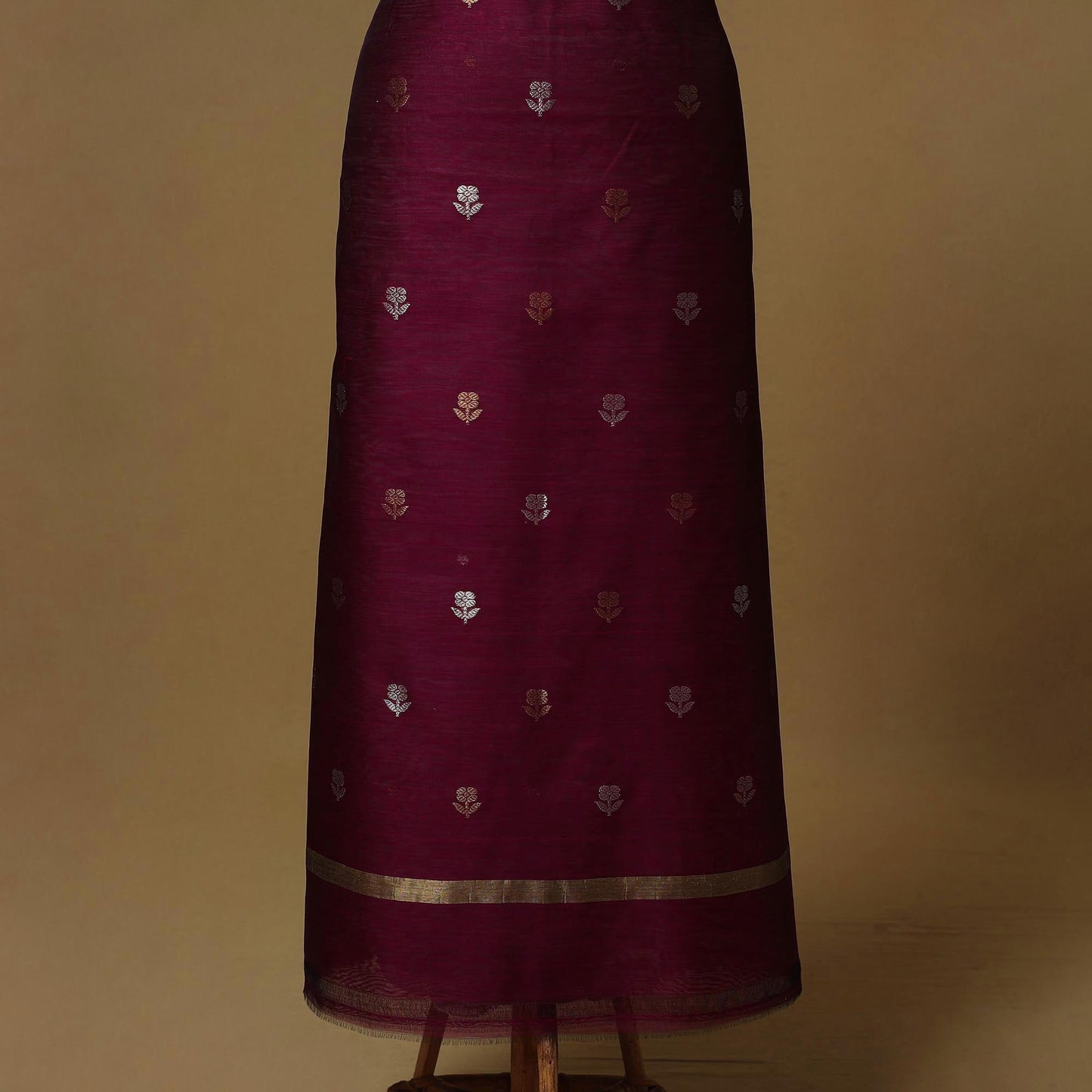 Handloom zari buti chanderi silk 2pc unstitched dress