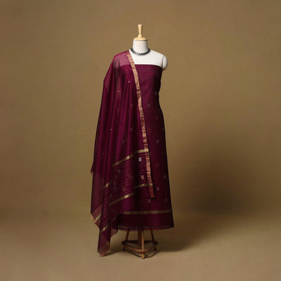 Handloom zari buti chanderi silk 2pc unstitched dress