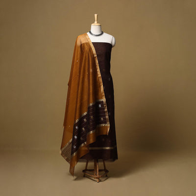 Handloom zari buti chanderi silk 2pc unstitched dress