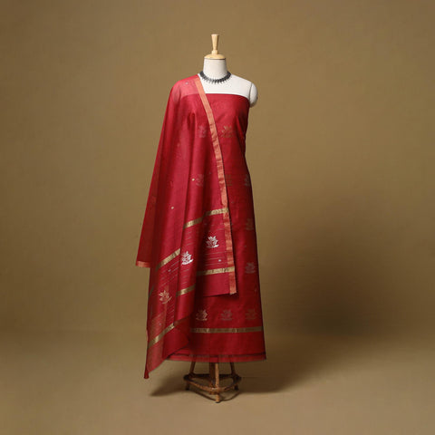 Handloom zari buti chanderi silk 2pc unstitched dress