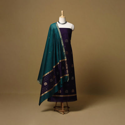 Handloom zari buti chanderi silk 2pc unstitched dress