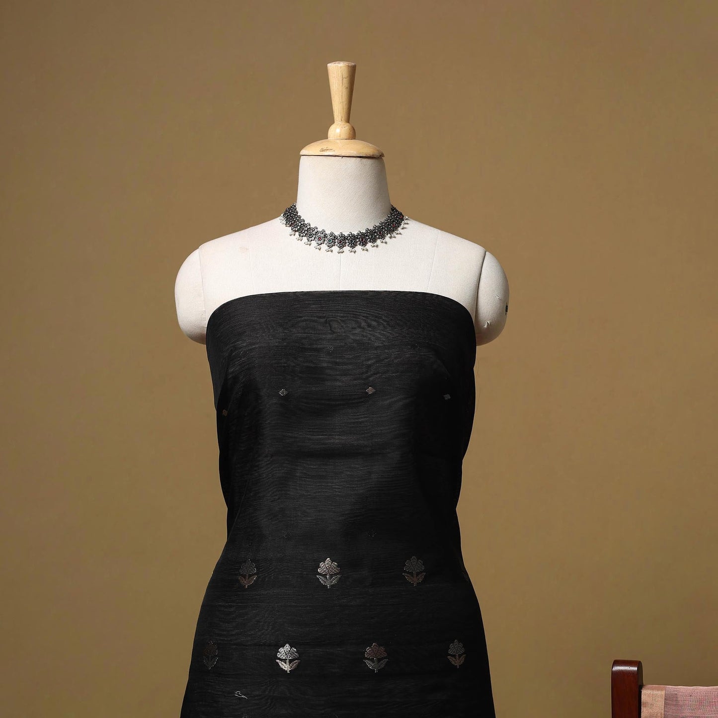 Handloom zari buti chanderi silk 2pc unstitched dress