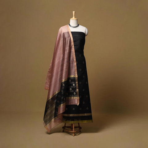 Handloom zari buti chanderi silk 2pc unstitched dress